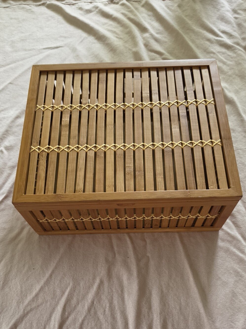 Bamboo Slat Storage Box - Home Organization